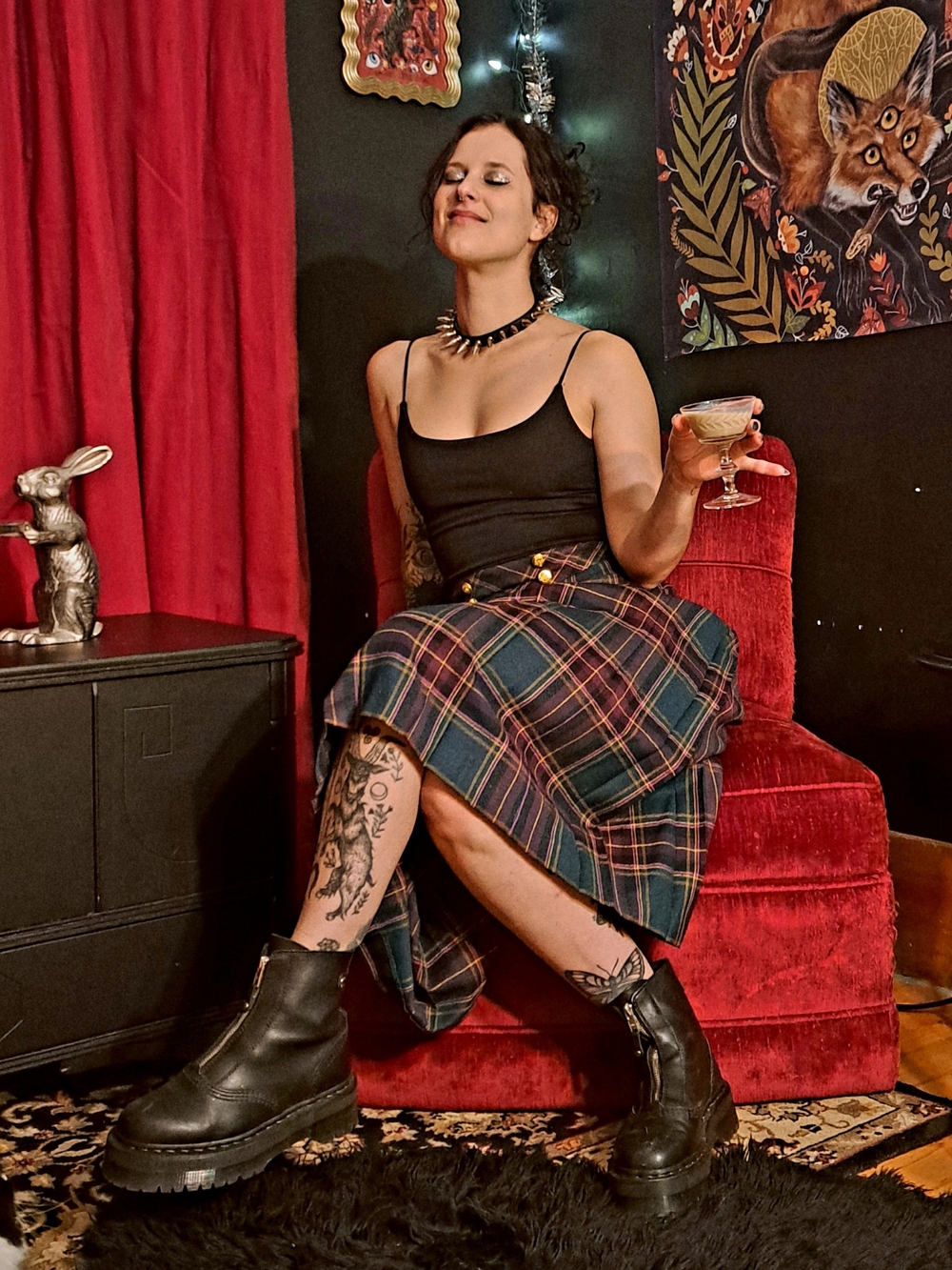 Whool Tartan Midi Skirt in Yellow ,pink And Green - Classic Tartan